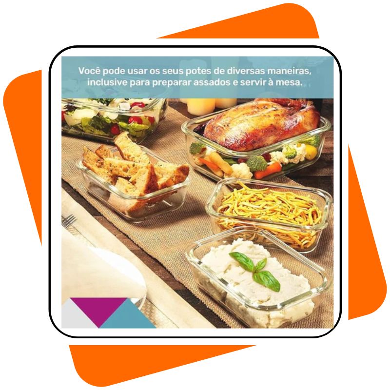 Kit 10 Potes de Vidro Herméticos 370ml – Vedação Total