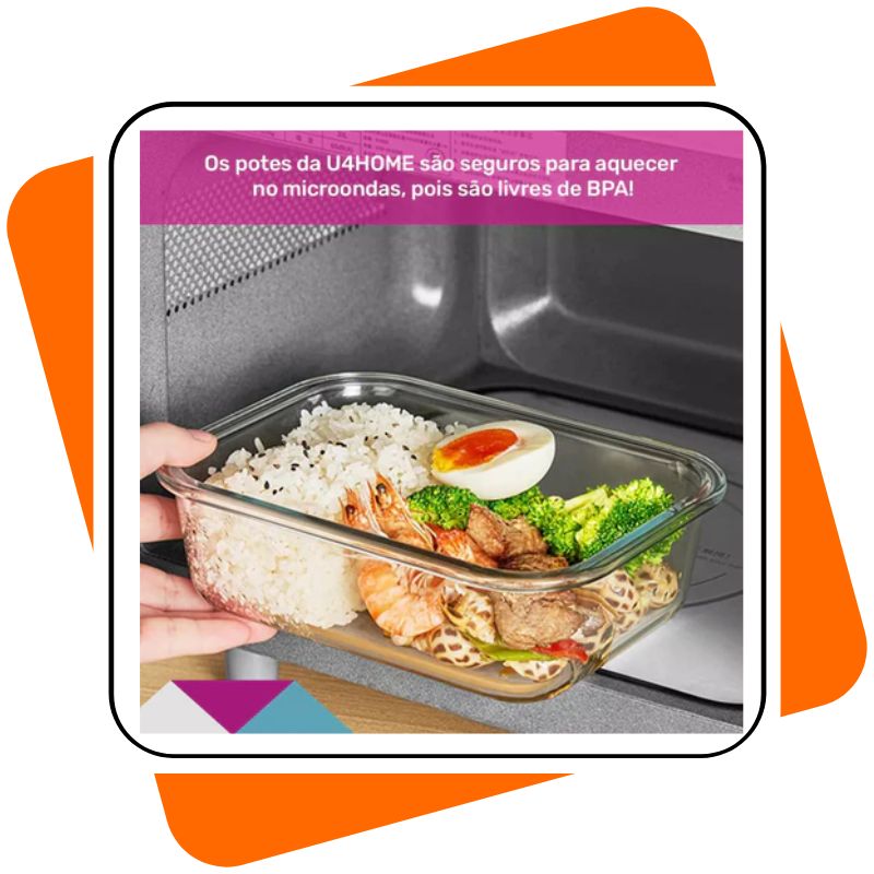 Kit 10 Potes de Vidro Herméticos 370ml – Vedação Total