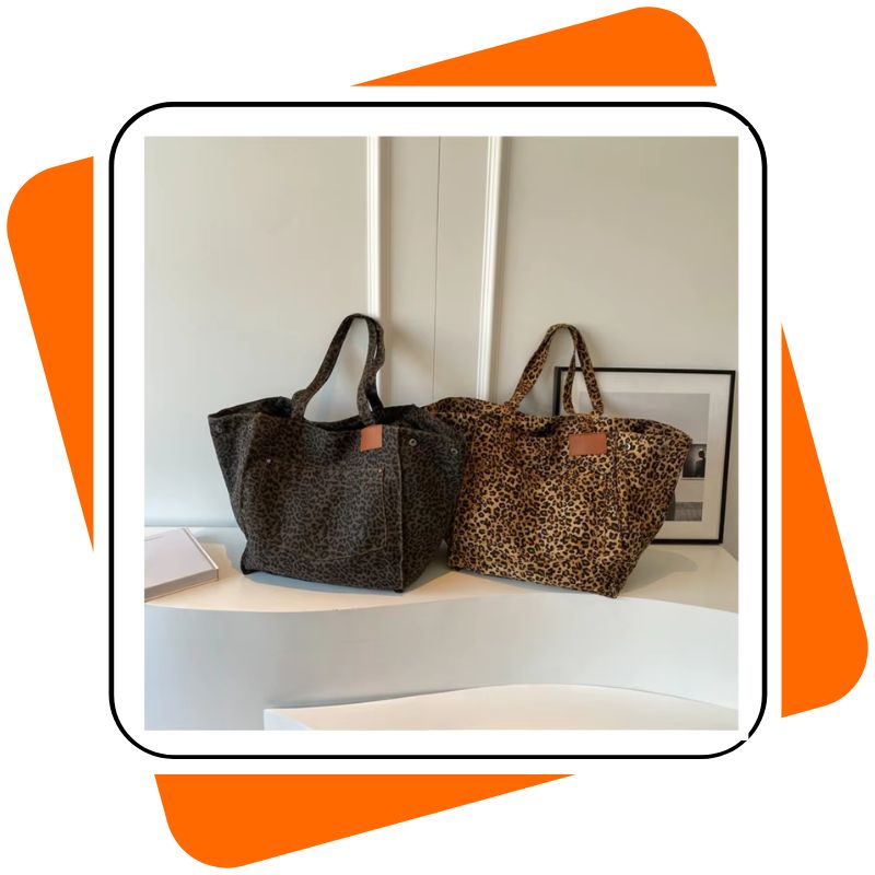 Bolsa Feminina Grande Leopardo, Ombro e Mão, Casual e Estilosa