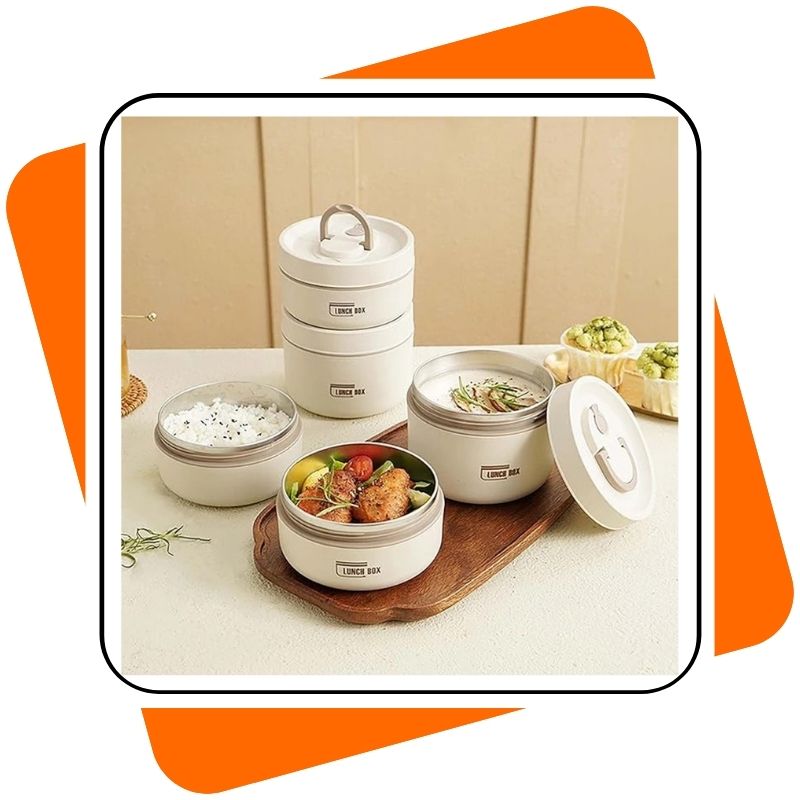 Lancheira Térmica 3 em 1 – Recipientes Empilháveis e Portáteis