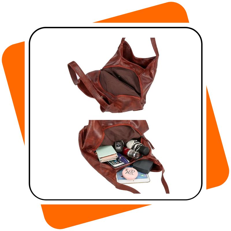 Bolsa Feminina Vintage Luxo Couro Macio Tote 3 Bolsos