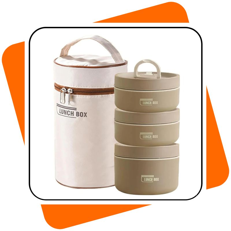 Lancheira Térmica 3 em 1 – Recipientes Empilháveis e Portáteis