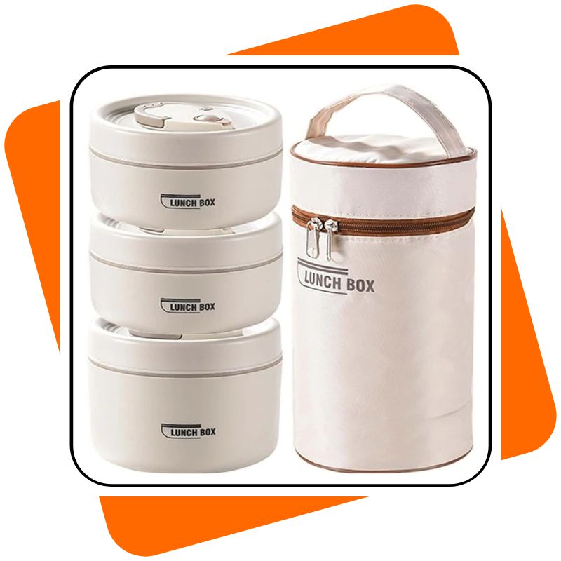 Lancheira Térmica 3 em 1 – Recipientes Empilháveis e Portáteis