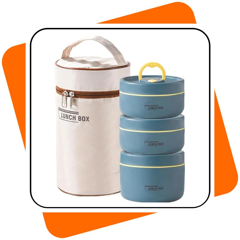 Lancheira Térmica 3 em 1 – Recipientes Empilháveis e Portáteis