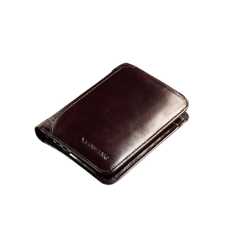 Carteira Masculina de Couro Legítimo – Proteção RFID, Compacta e Elegante