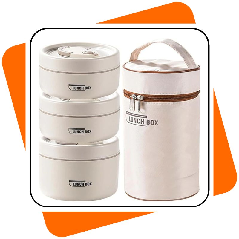 Lancheira Térmica 3 em 1 – Recipientes Empilháveis e Portáteis