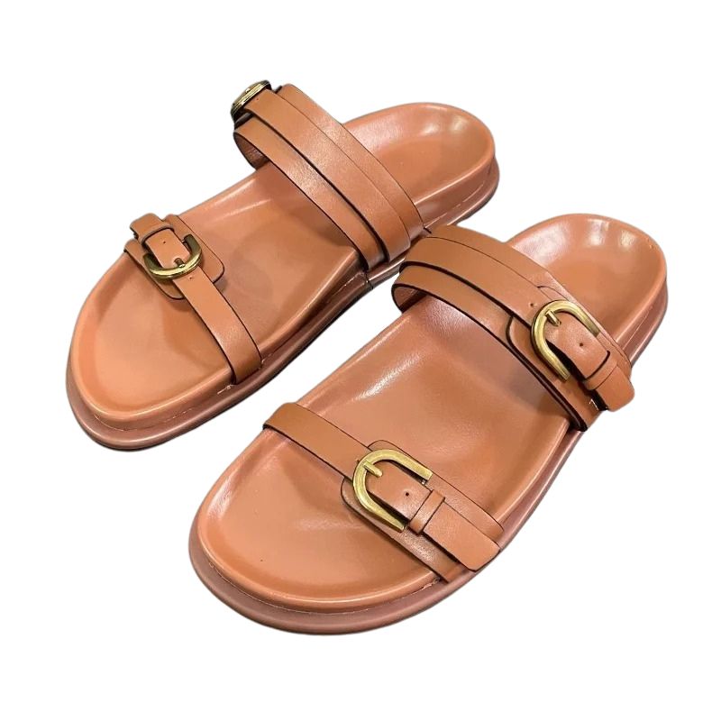 Sandálias em PU Feminina Sola Grosa Retrô Confortáveis e Seguras